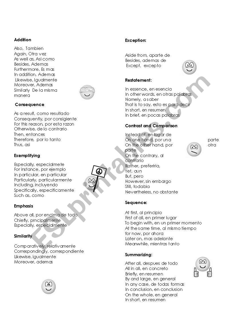 linking words worksheet
