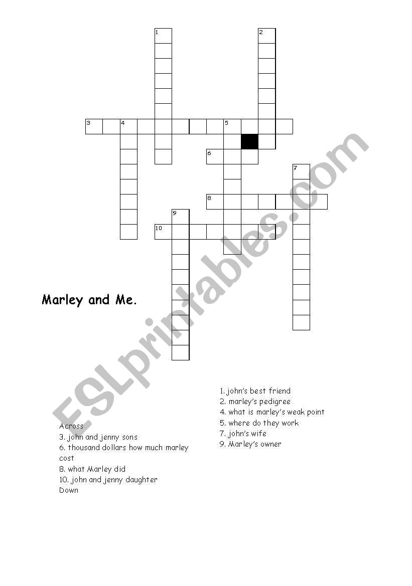 marley and me worksheet