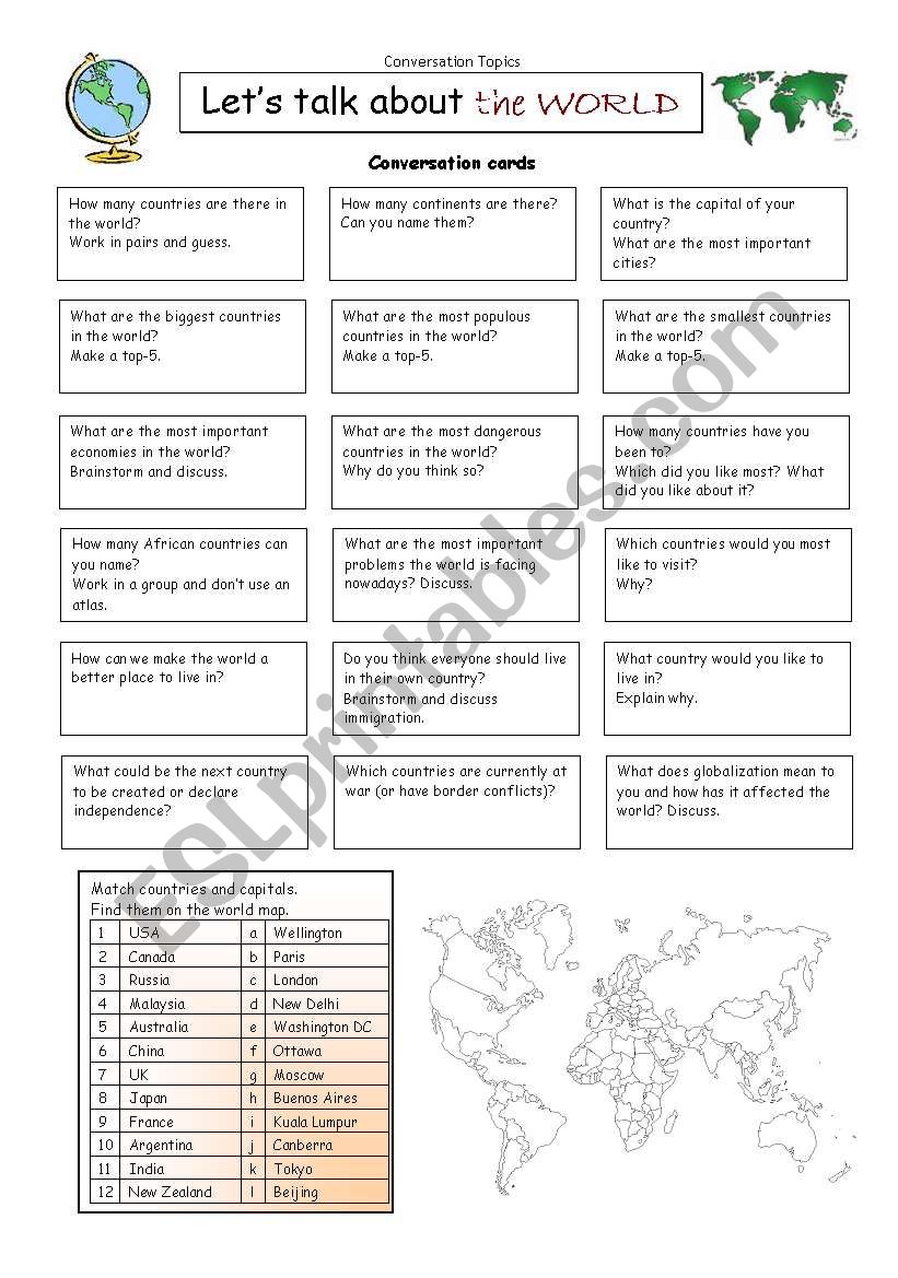 Lets talk about the WORLD worksheet