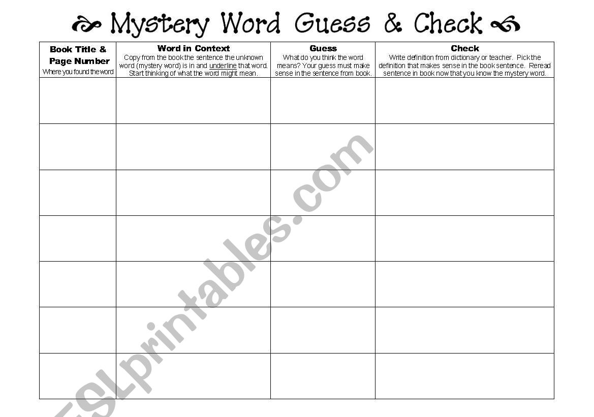 New Word Guess & Check (Using Context Clues)