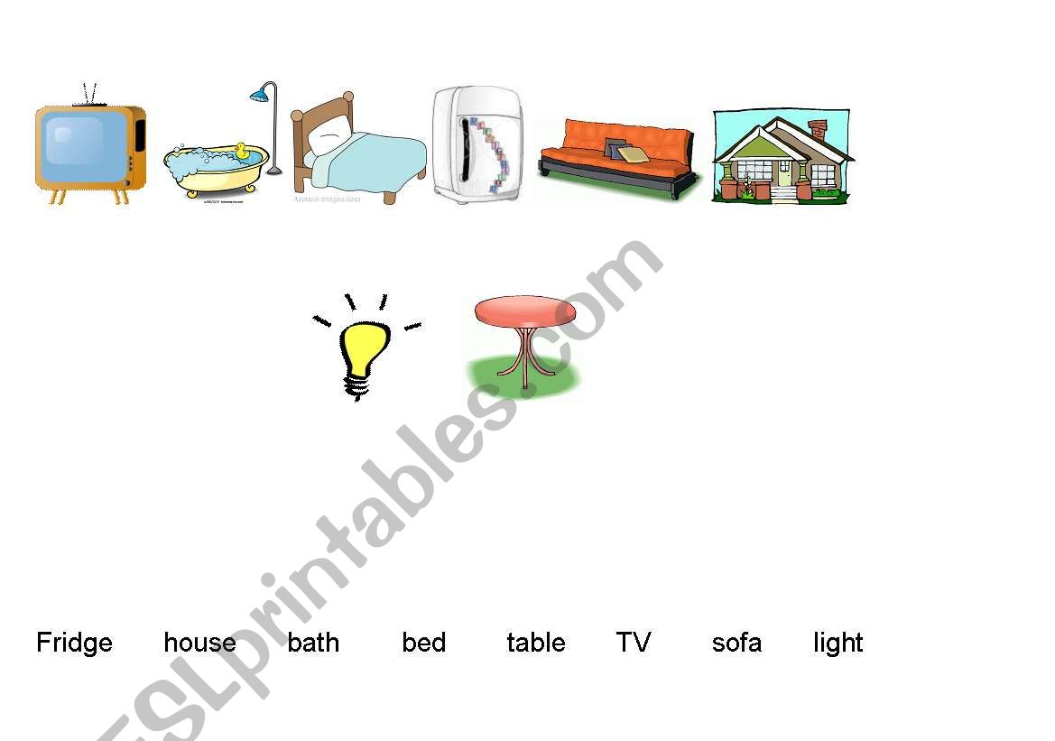 Household items worksheet