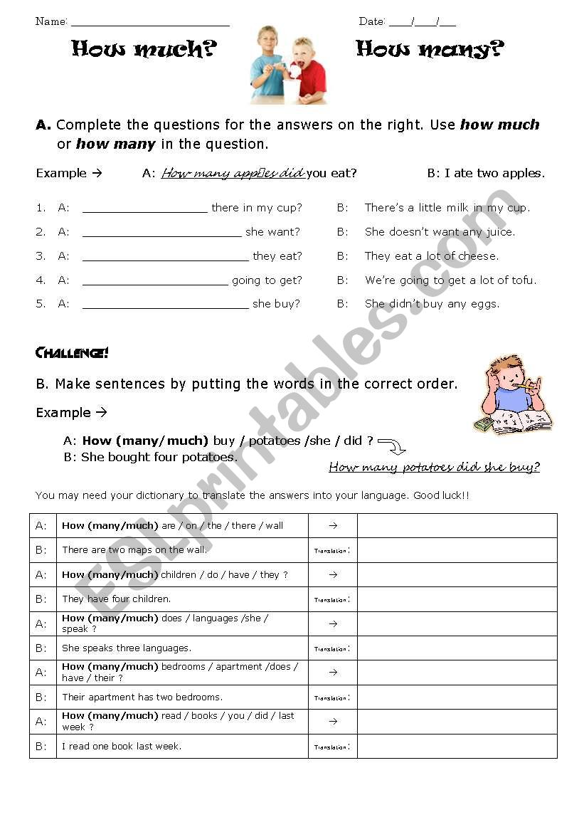 How much? How Many? worksheet