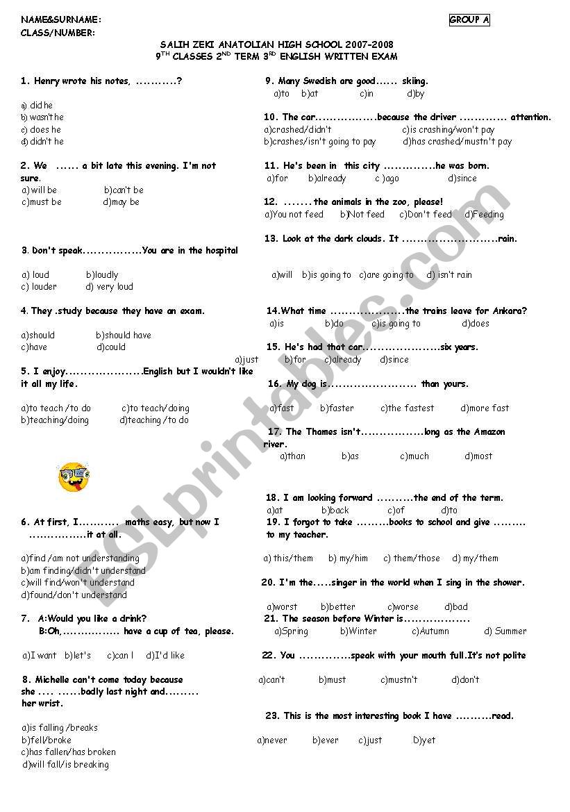 PROFICIENCY TEST worksheet