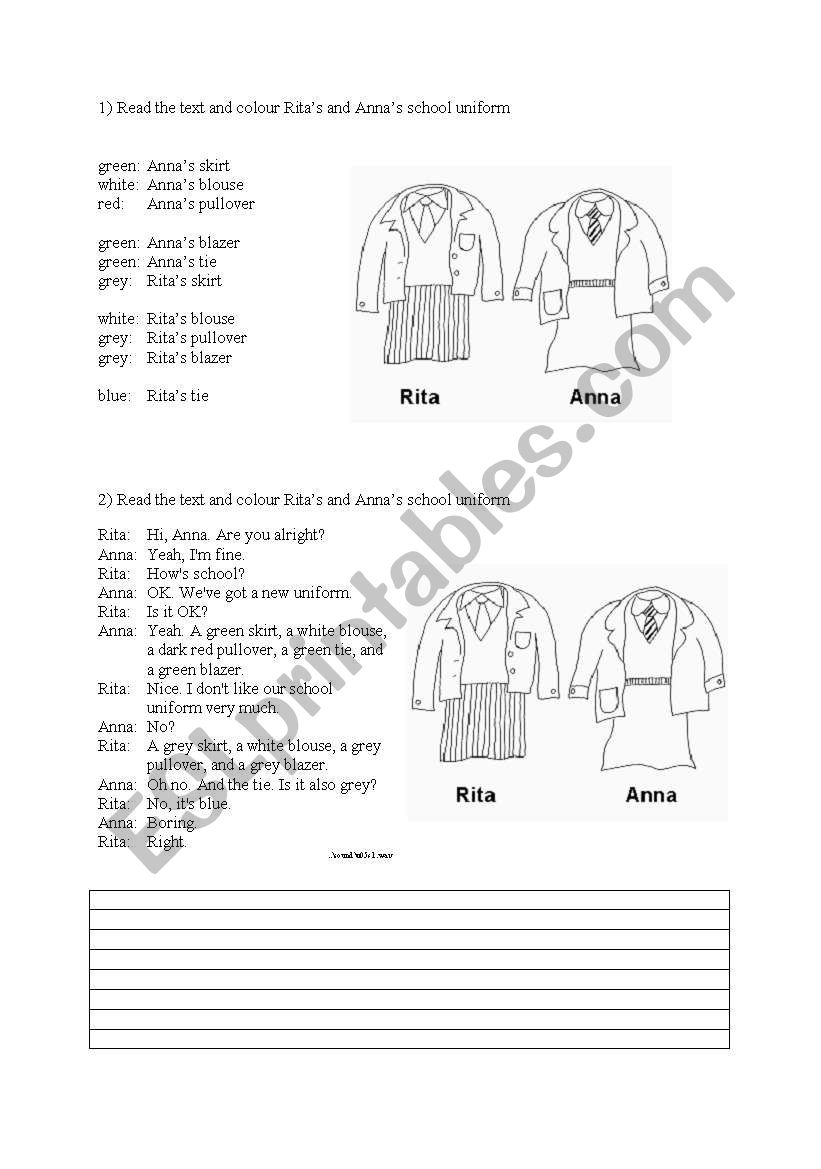 colour the school uniform worksheet