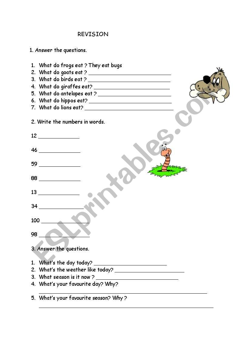 revision  worksheet