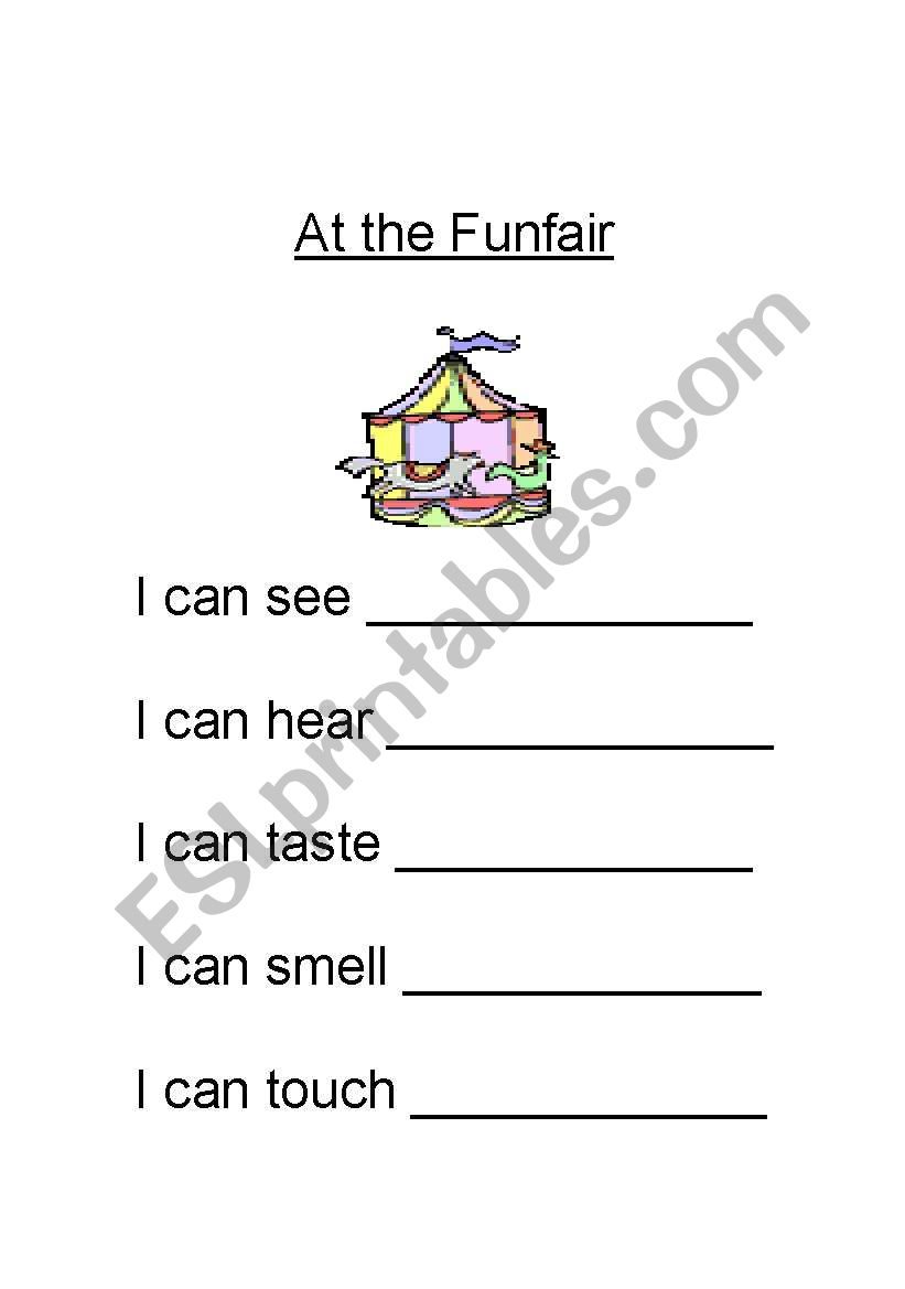 At the funfair worksheet