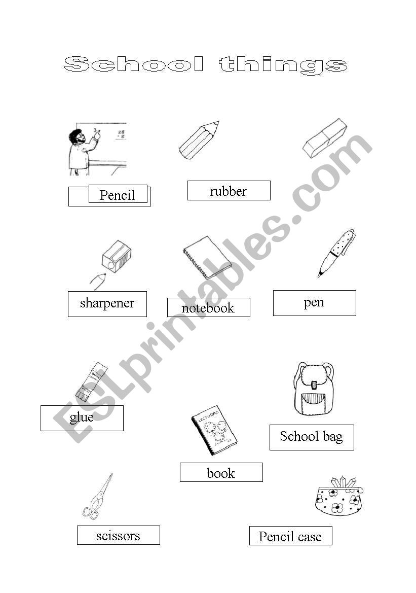 sachool things worksheet