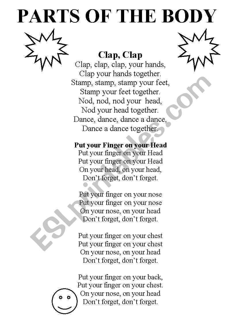 body songs worksheet