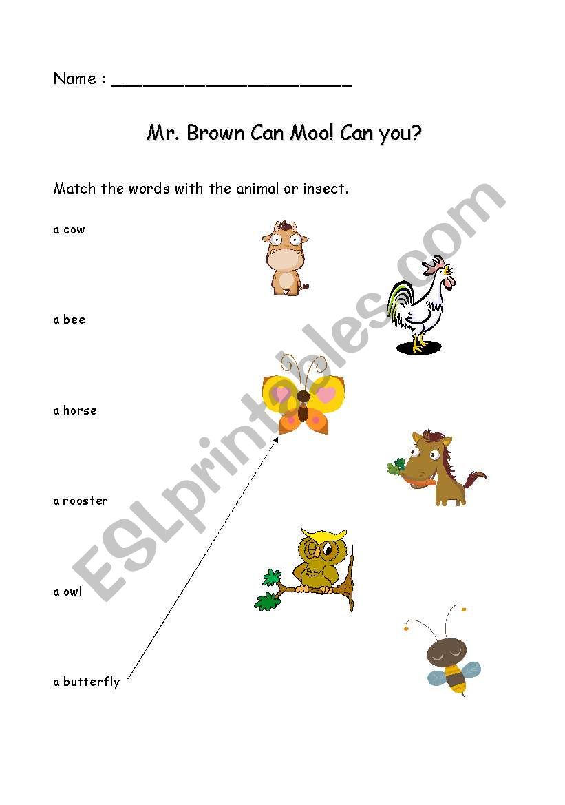 Mr Brown Can Moo. Can You? worksheet