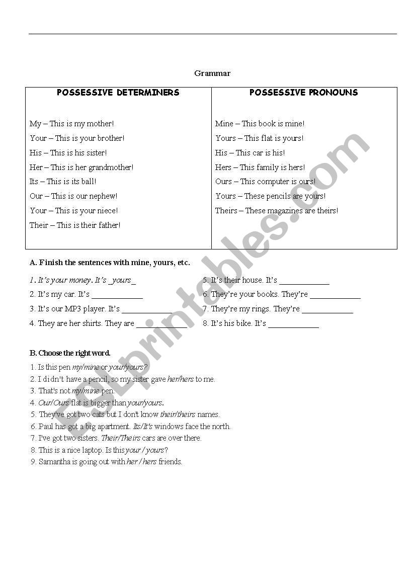 english-worksheets-possessive-determiners-and-possessive-pronouns