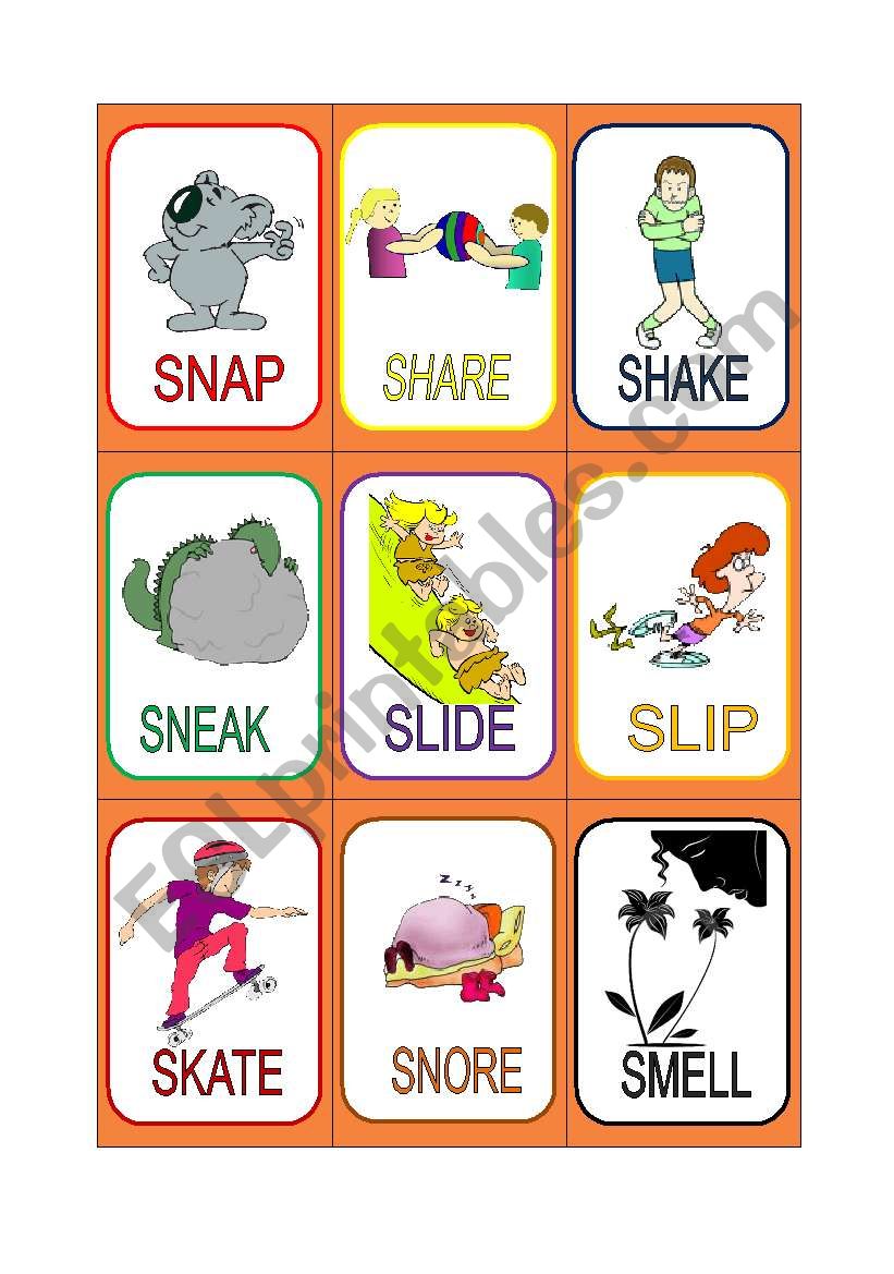 VERB CARDS 20 worksheet