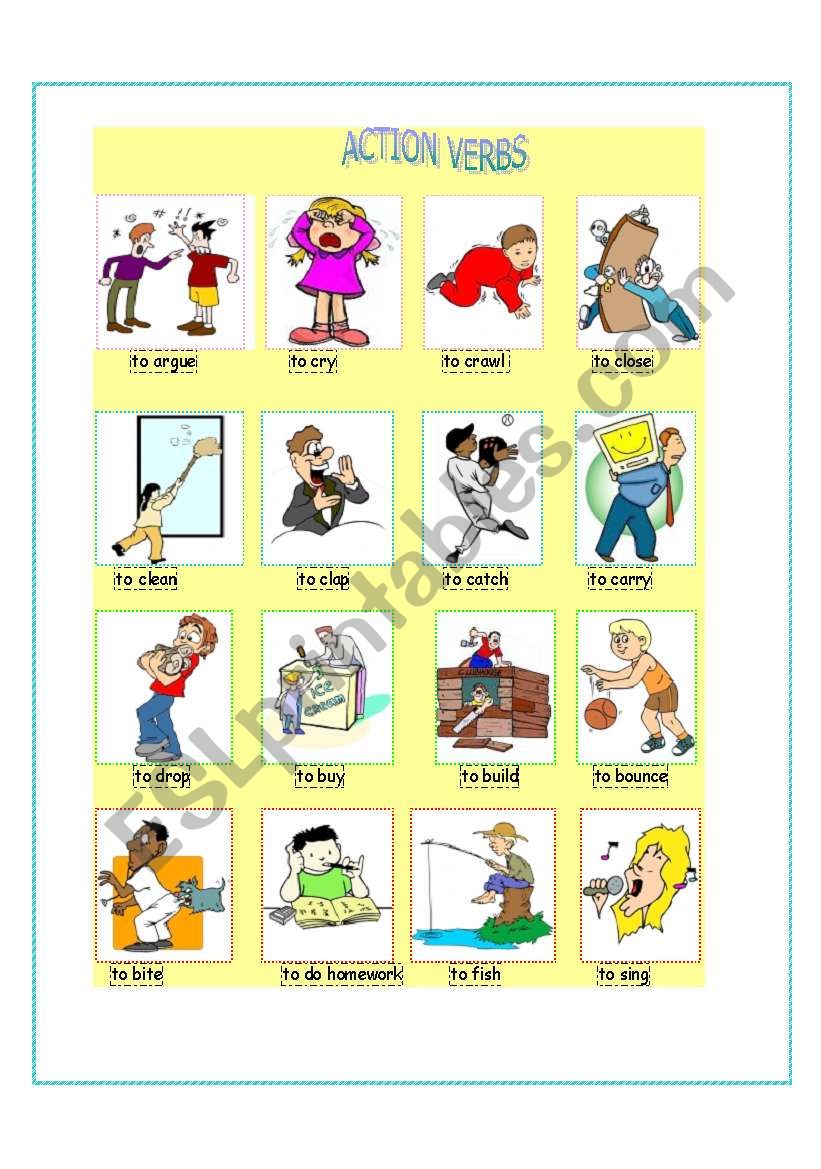 Action verbs worksheet