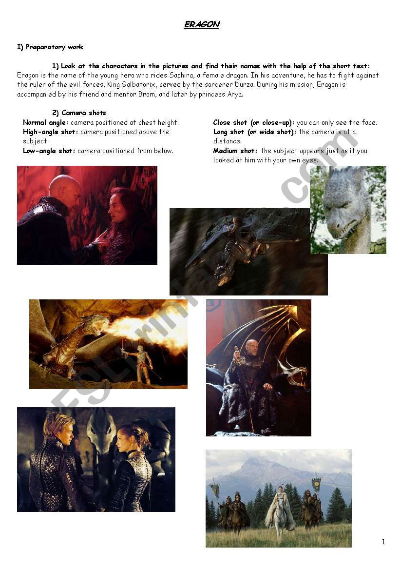 Eragon - the movie worksheet