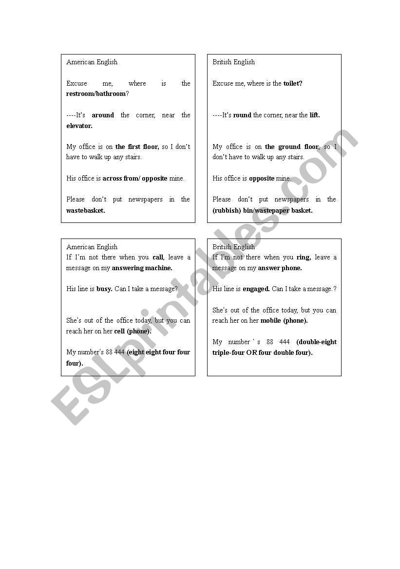 American English vs. British English