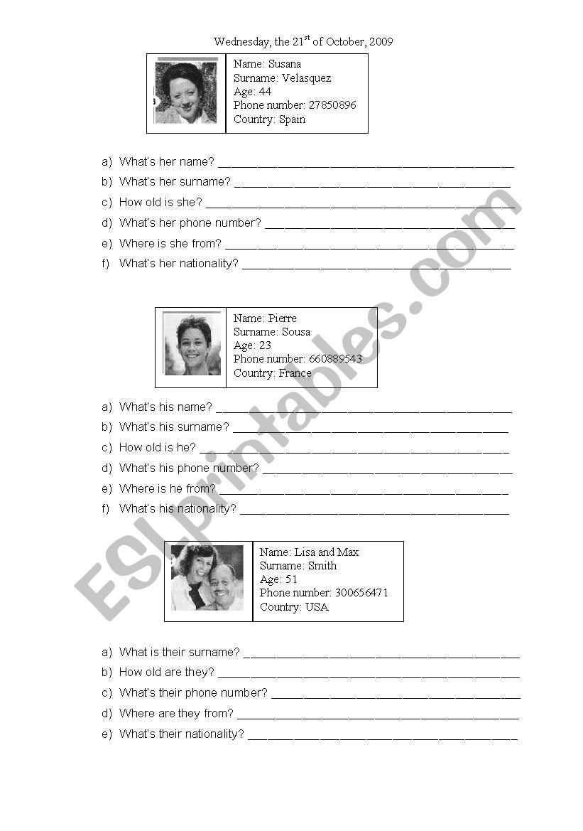 Personal identification 3rd person