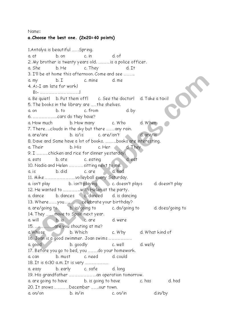 mixed tenses worksheet