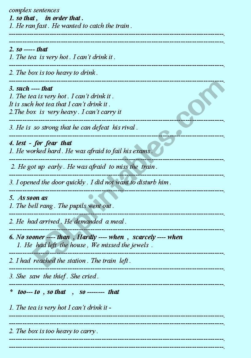 compound sentences worksheet