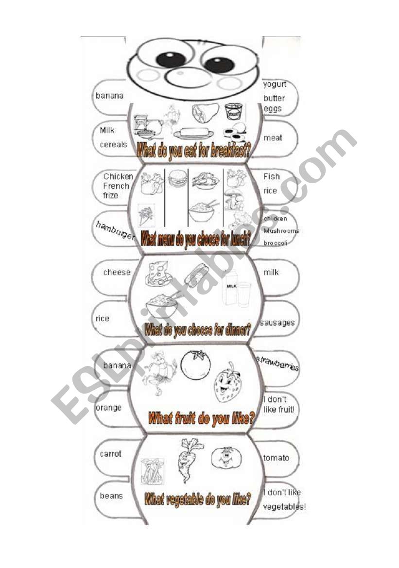 Nutrition_Healthy caterpilar worksheet