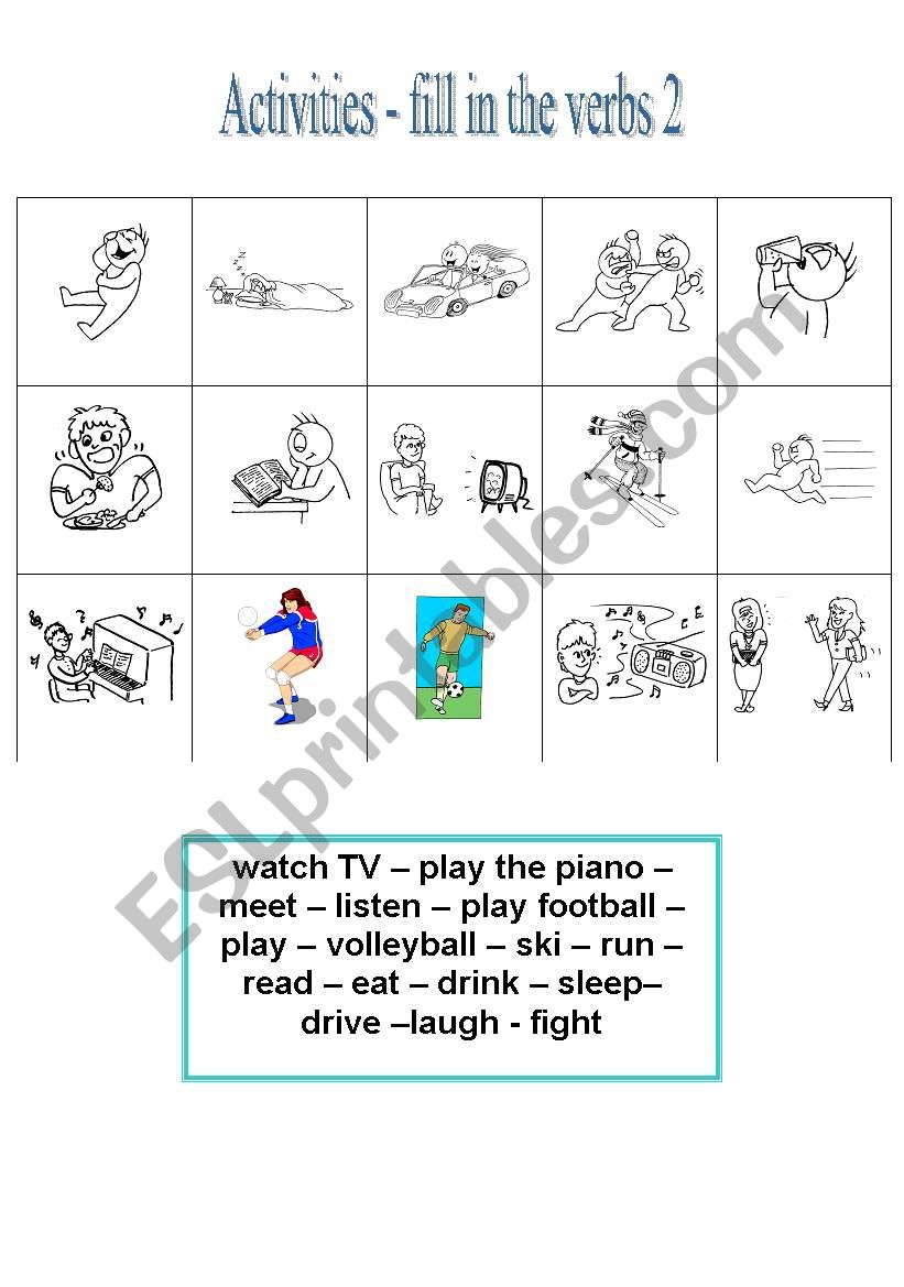 Activities Flashcards 2 Fill in exercise