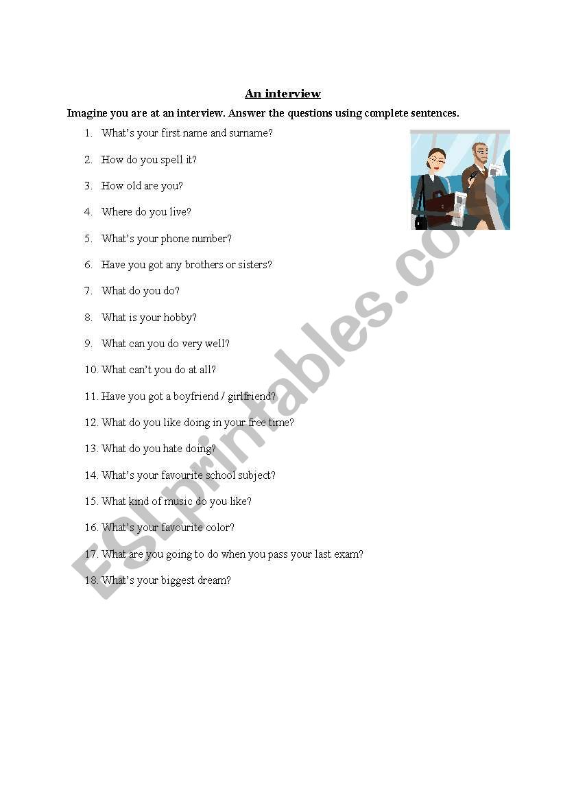 an interview worksheet