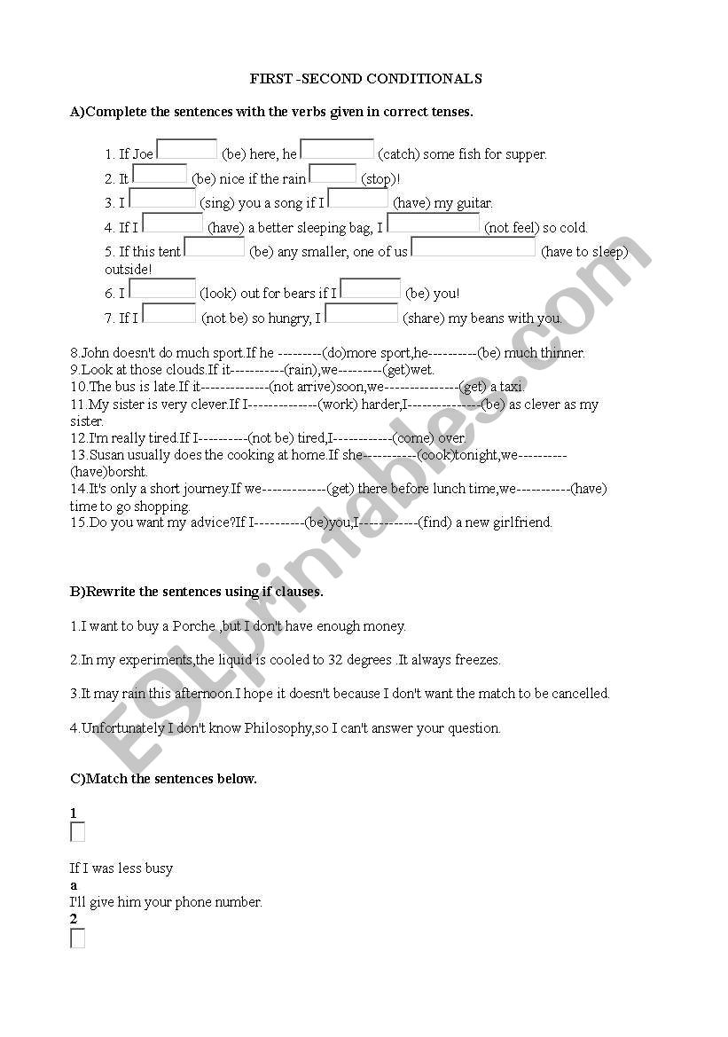 conditionals worksheet