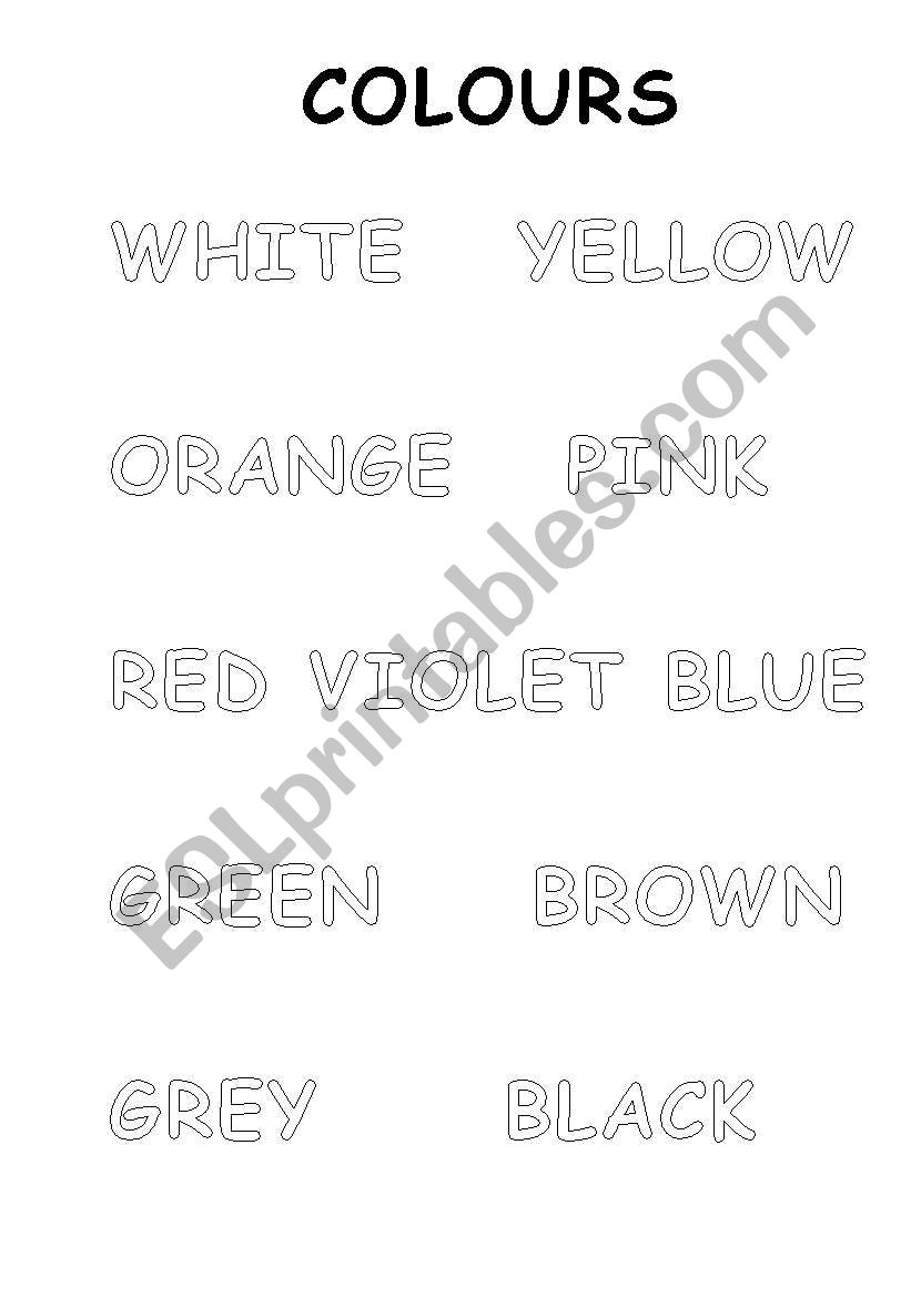 Colour the colours worksheet