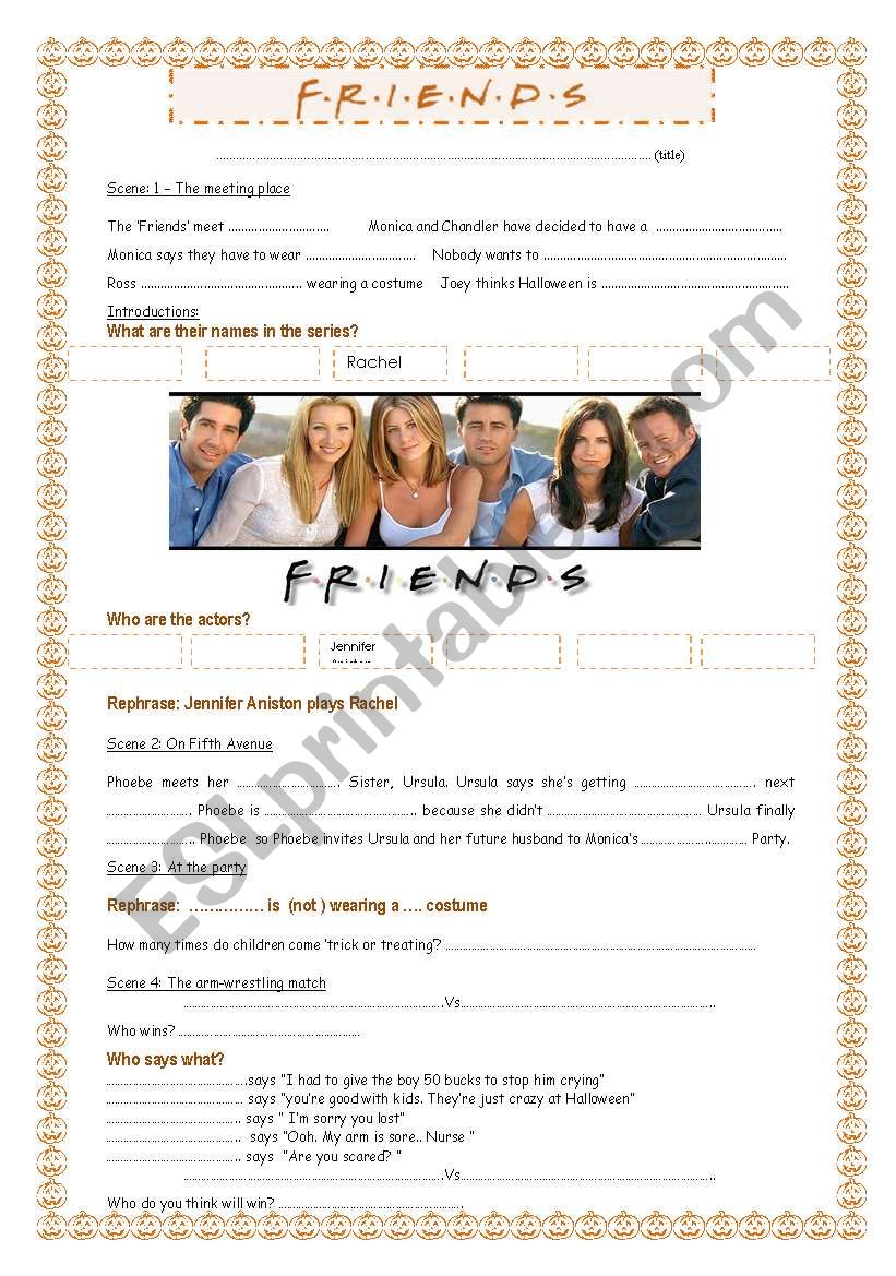 Friends the Halloween party worksheet