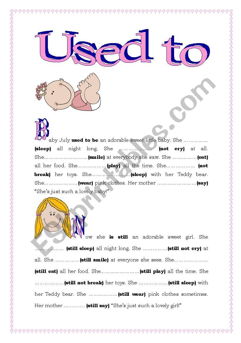 Used to/still  worksheet