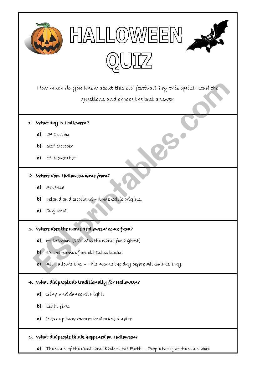 Halloween Quiz worksheet