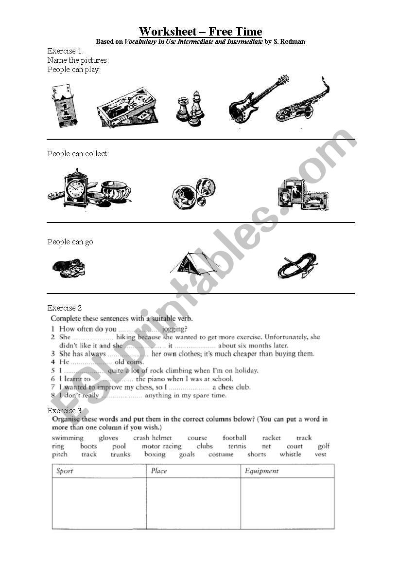 free time worksheet