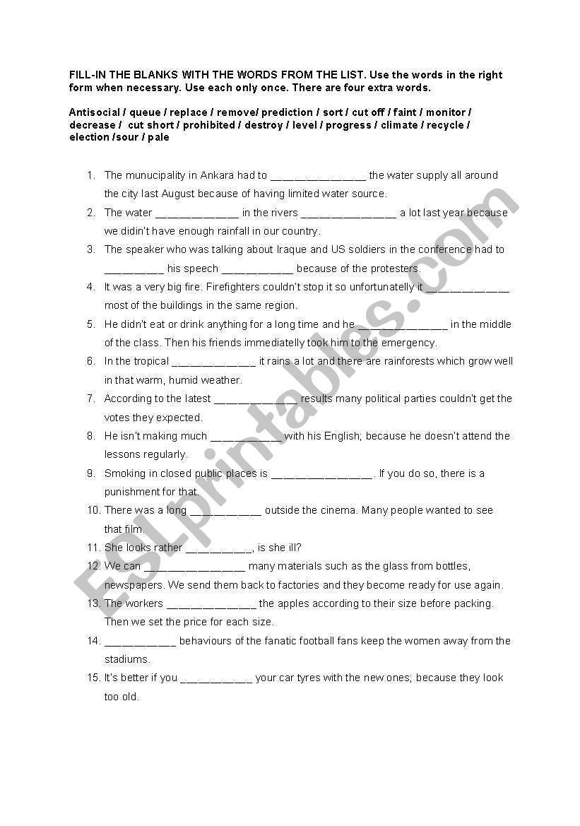 Vocabulary Exercise worksheet