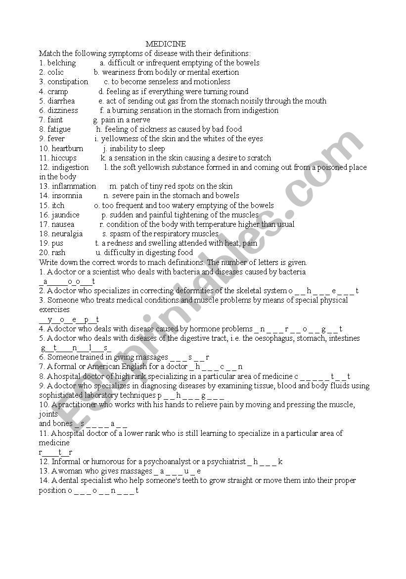 Medicine - organs and diseases