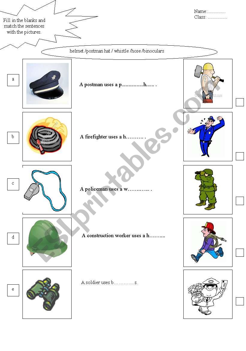 occupations worksheet