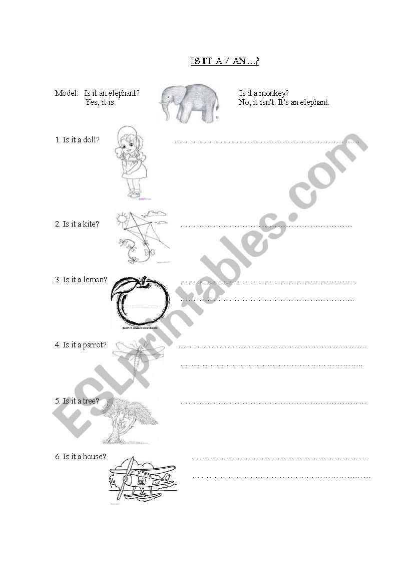 Is it a/an...? worksheet