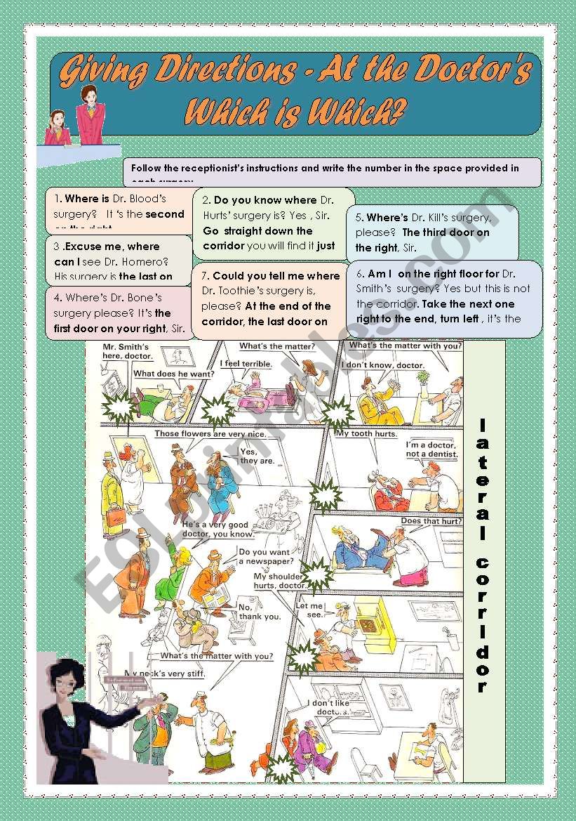 Giving Directions WS 2 - At the Doctors Surgery - How to give directions inside a building