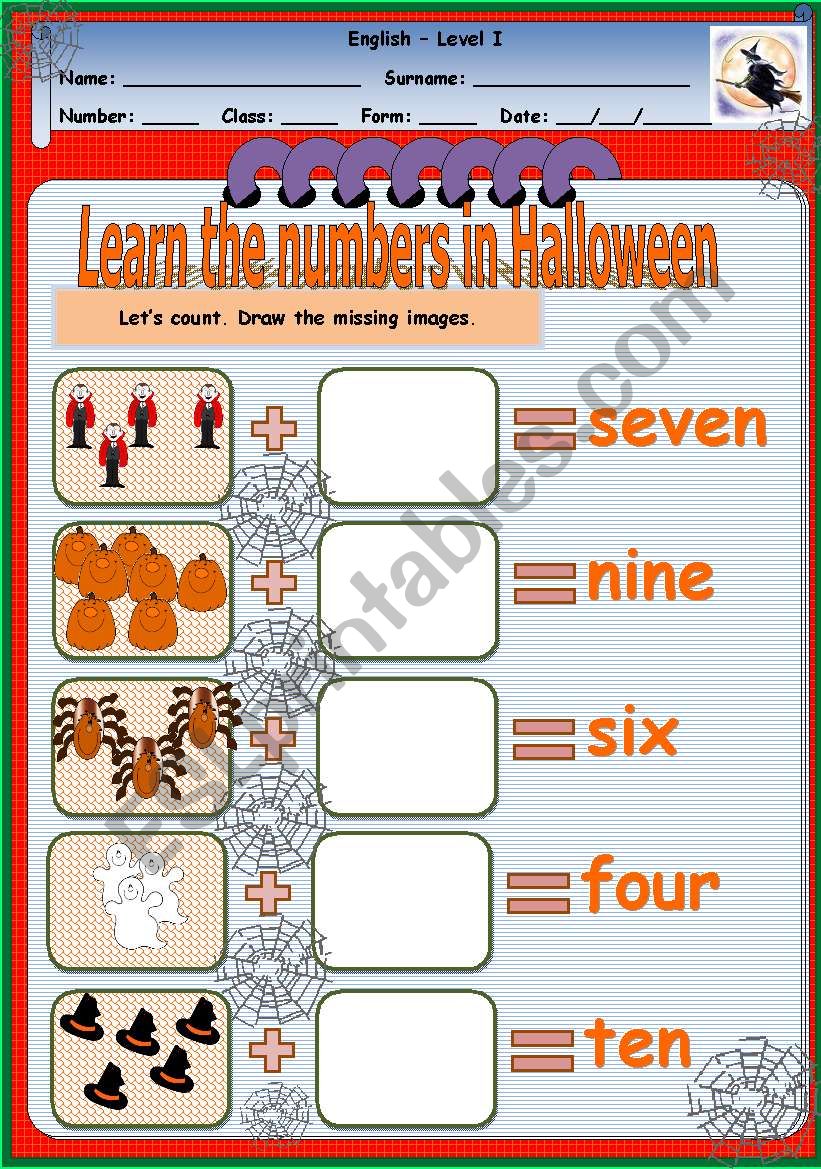 Learn the numbers in Halloween