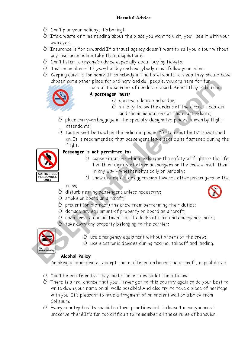 How to misbehave abroad worksheet