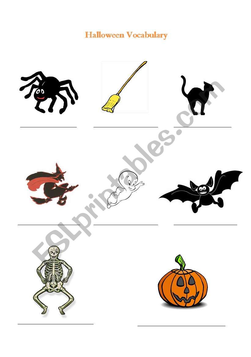 Halloween vocabulary worksheet