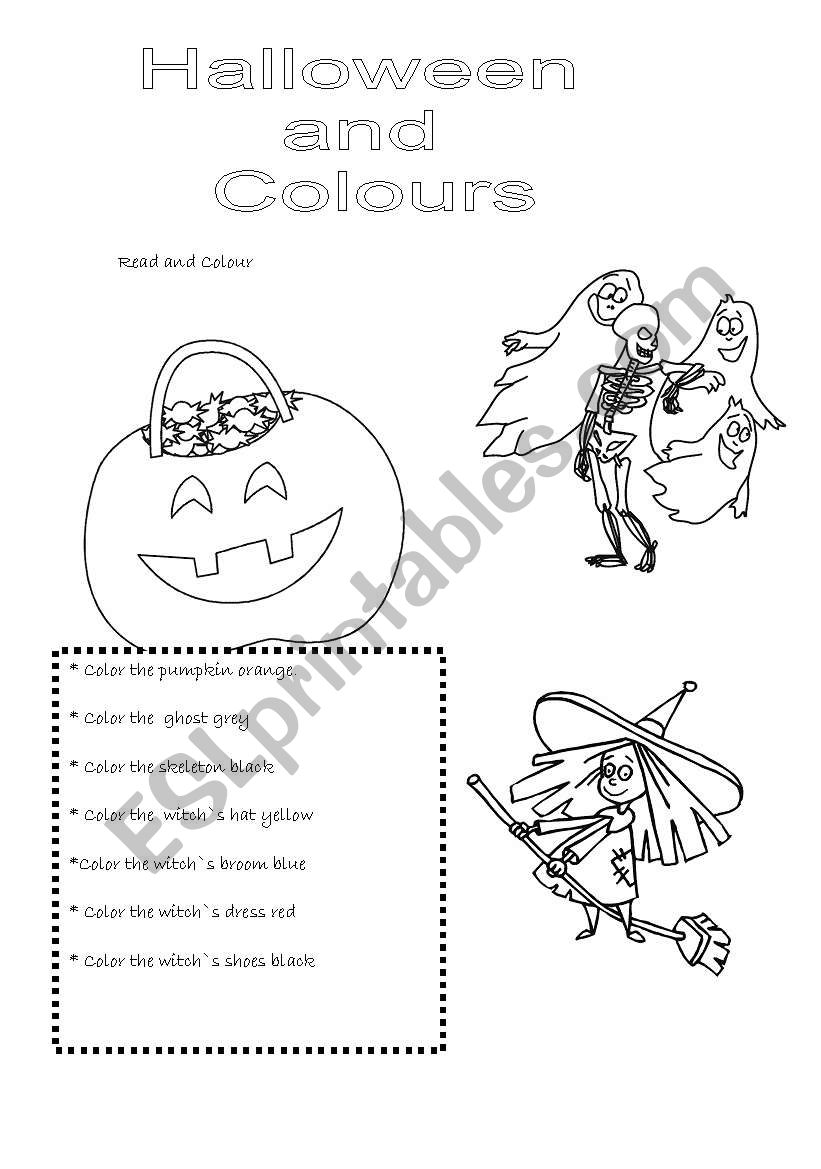 Halloween and colours worksheet