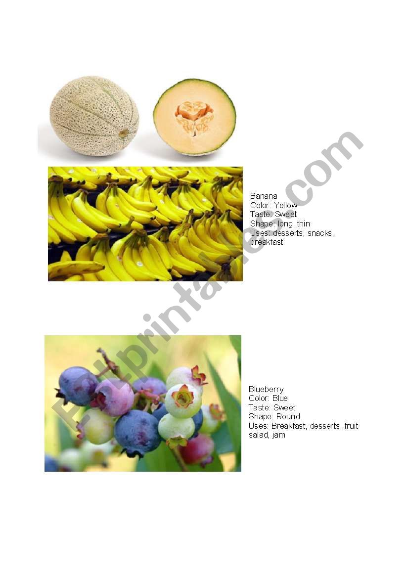 Pictures and descriptions of fruits