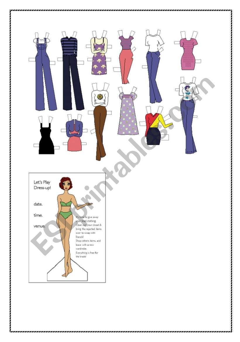 clothes - papper doll worksheet