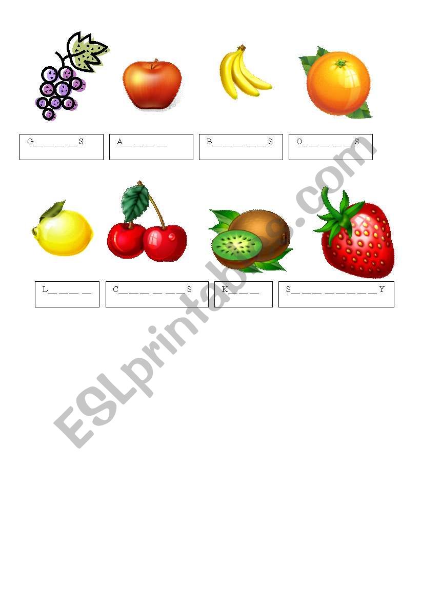 FRUITS AND VEGETABLES worksheet