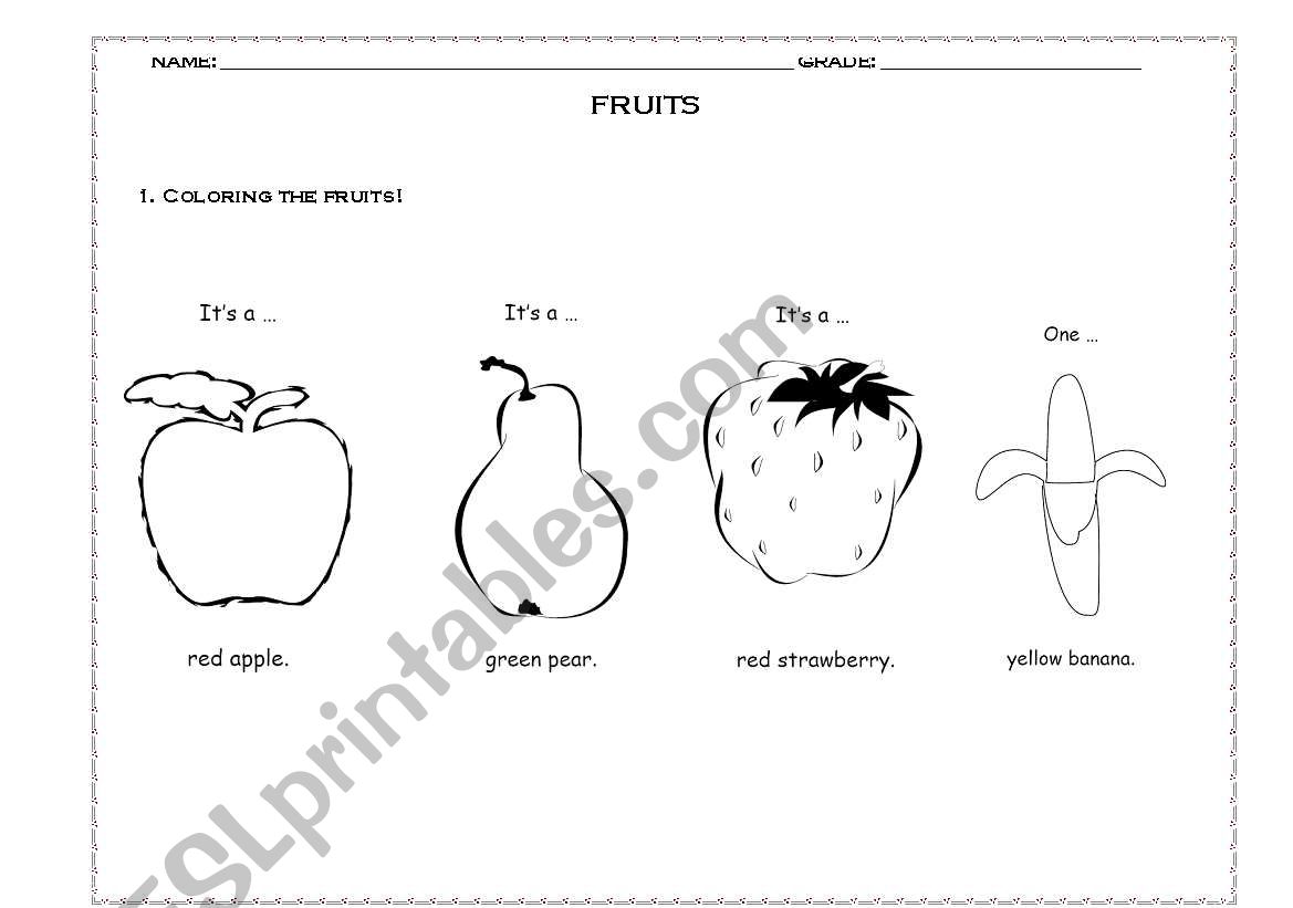 Fruits worksheet