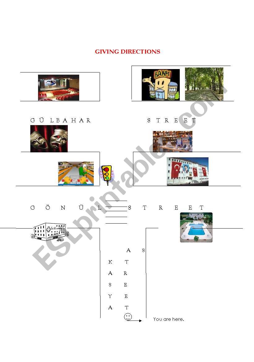 GIVING DIRECTIONS worksheet