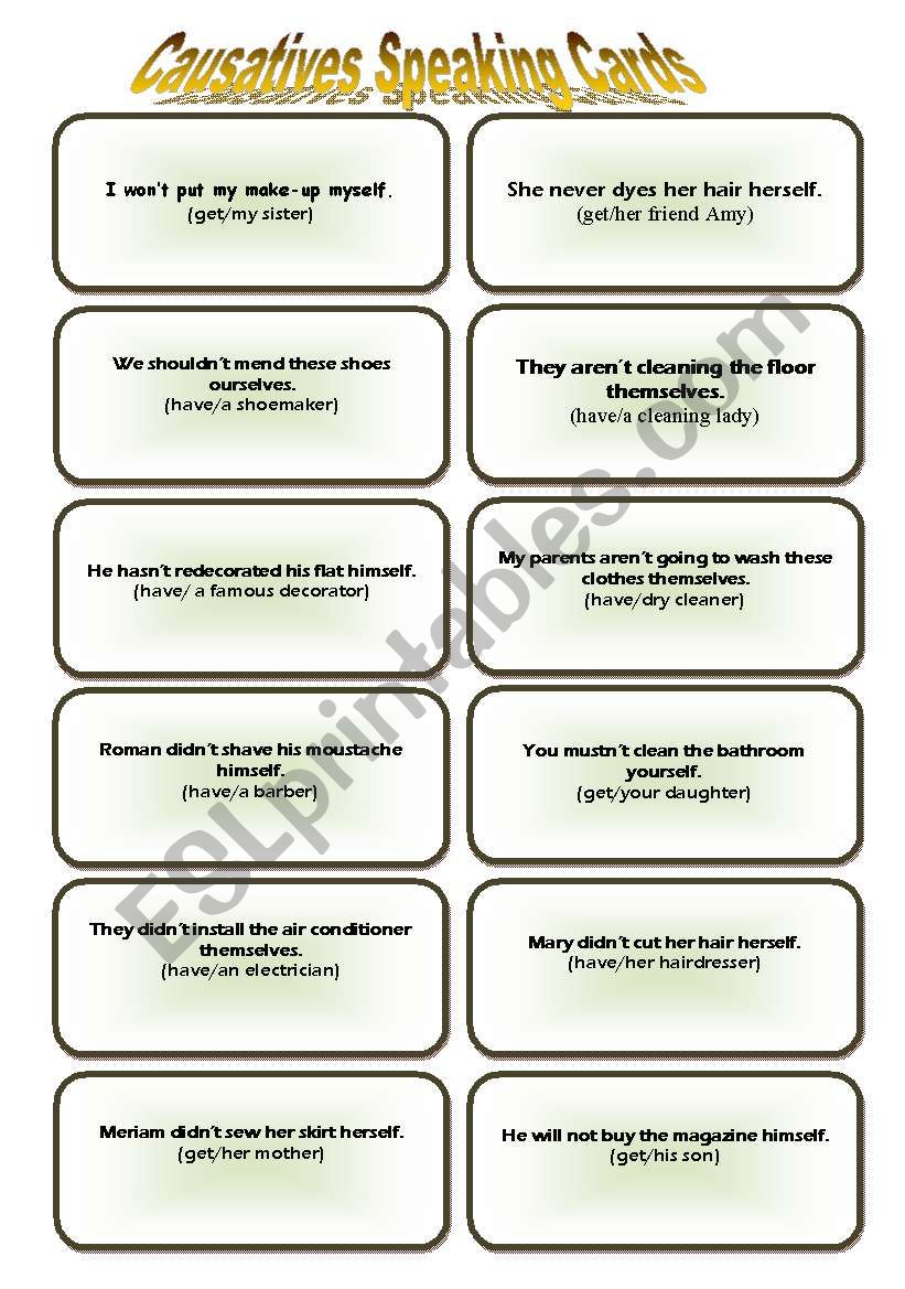 CAUSATIVES SPEAKING CARDS - 1 - 