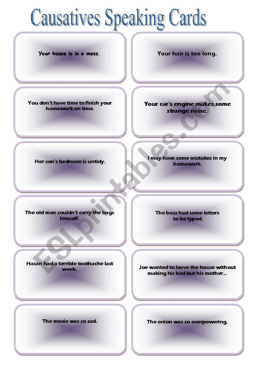 CAUSATIVES SPEAKING CARDS - 2 - 