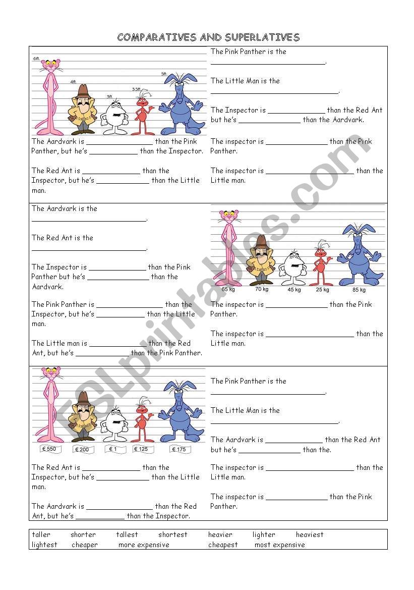 Comparatives and superlatives worksheet