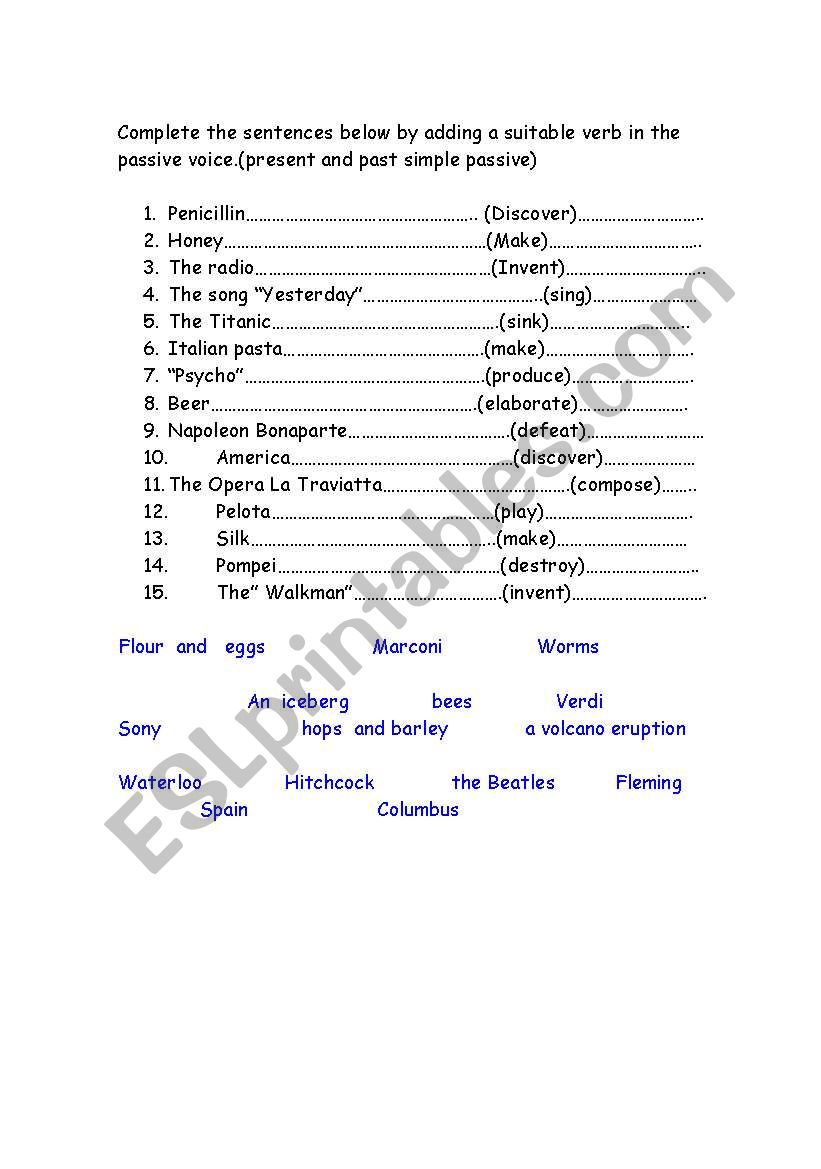 passive voice worksheet