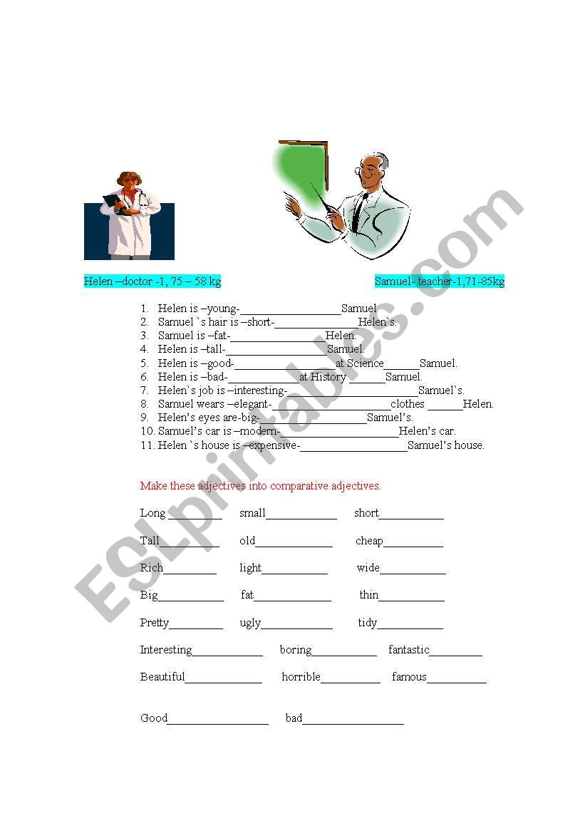 comparatives- superlatives worksheet