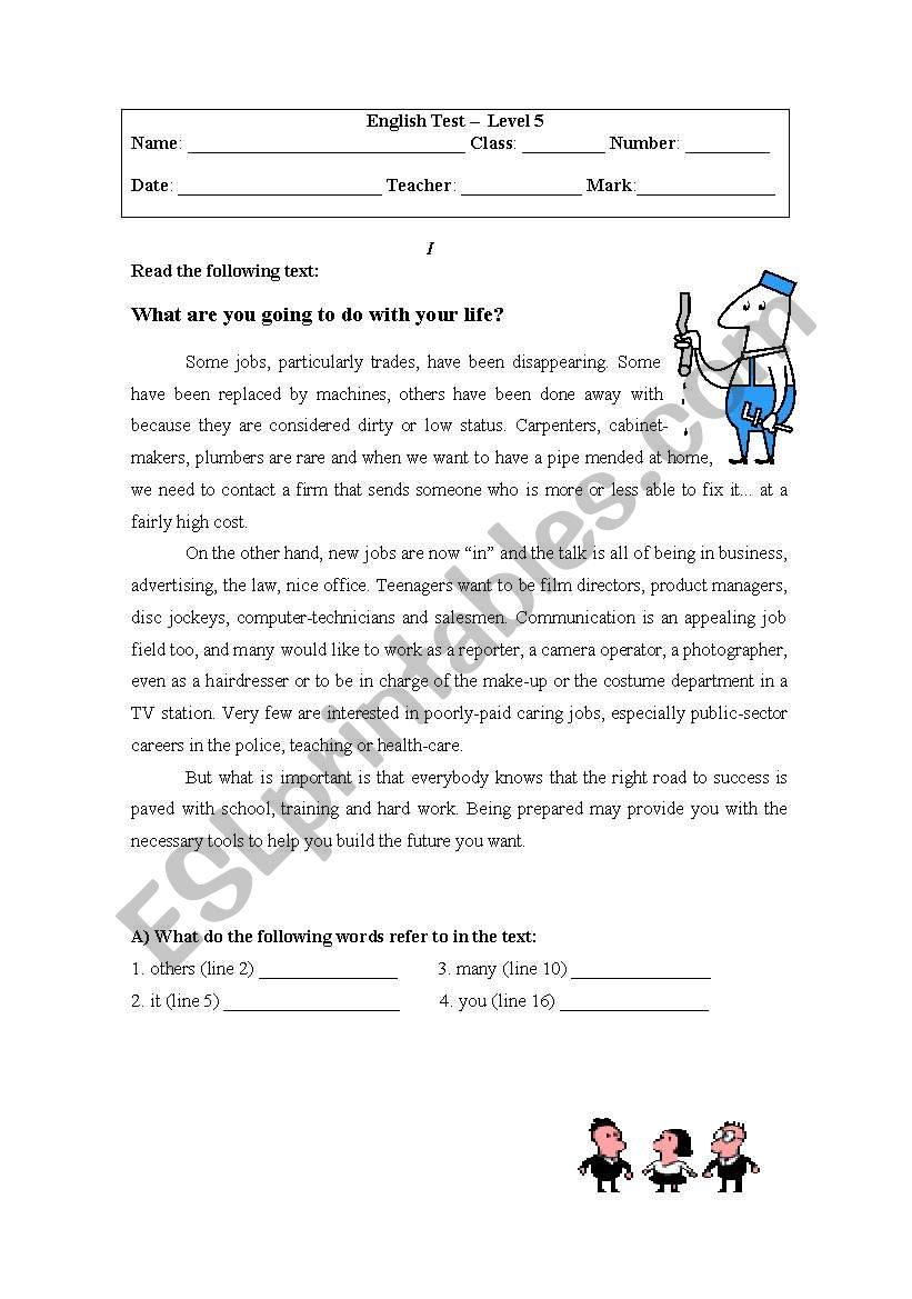 English test  worksheet